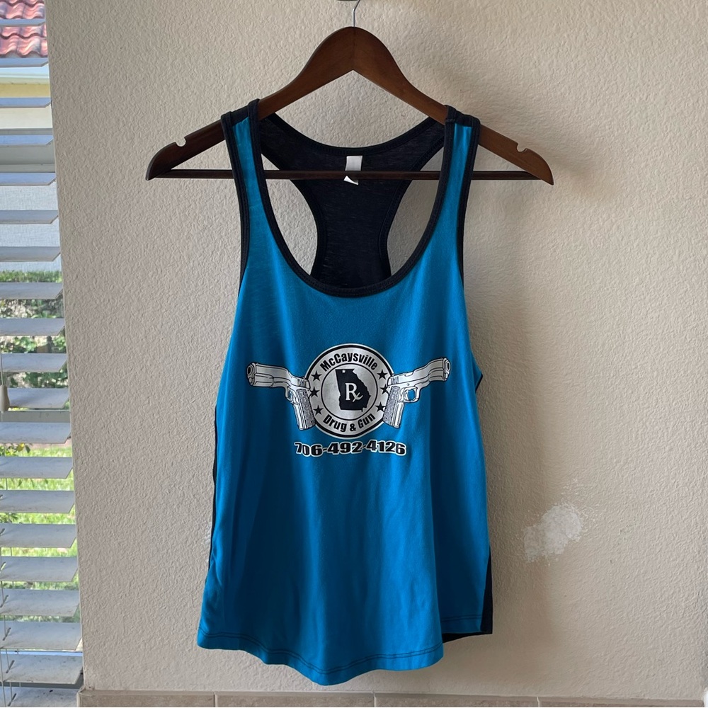 Blue Tank Top with Graphic Design